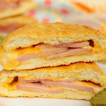 Inside look at a ham and cheese hot pocket