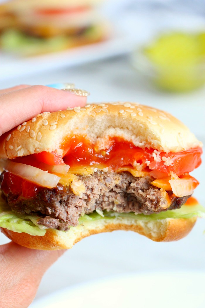 Easy Air Fryer Burgers - Juicy and flavorful burgers cooked perfectly in the air fryer! 
