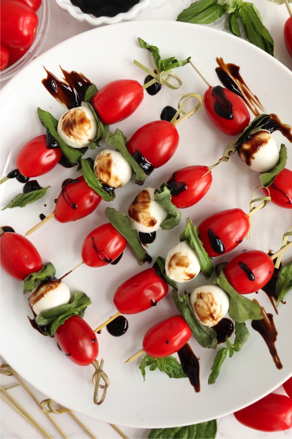 plate full of cherry tomato appetizers