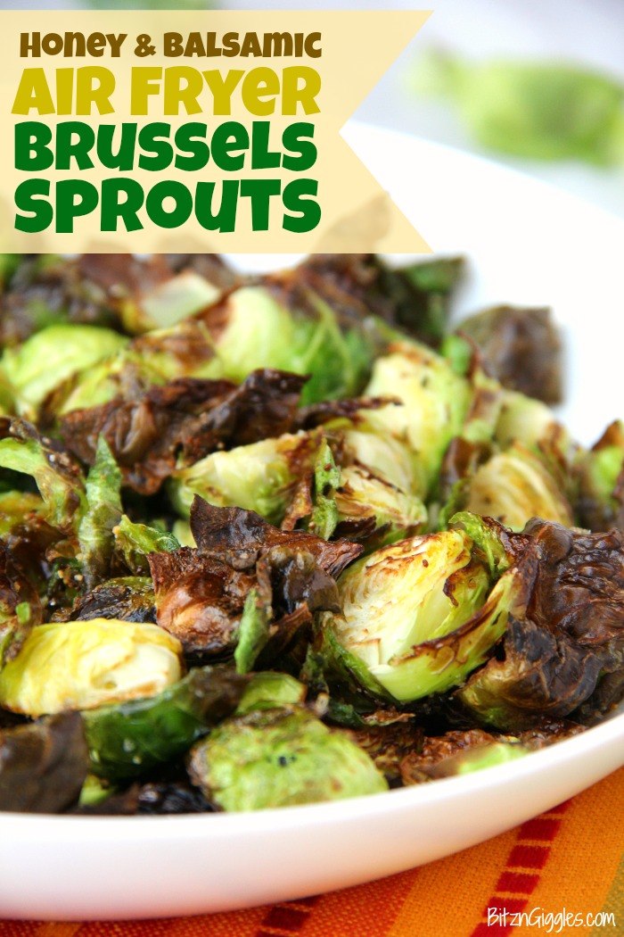 Honey and Balsamic Air Fryer Brussels Sprouts - Crispy and flavorful brussels spouts with notes of honey and balsamic. This is the only way I prepare brussels sprouts now!