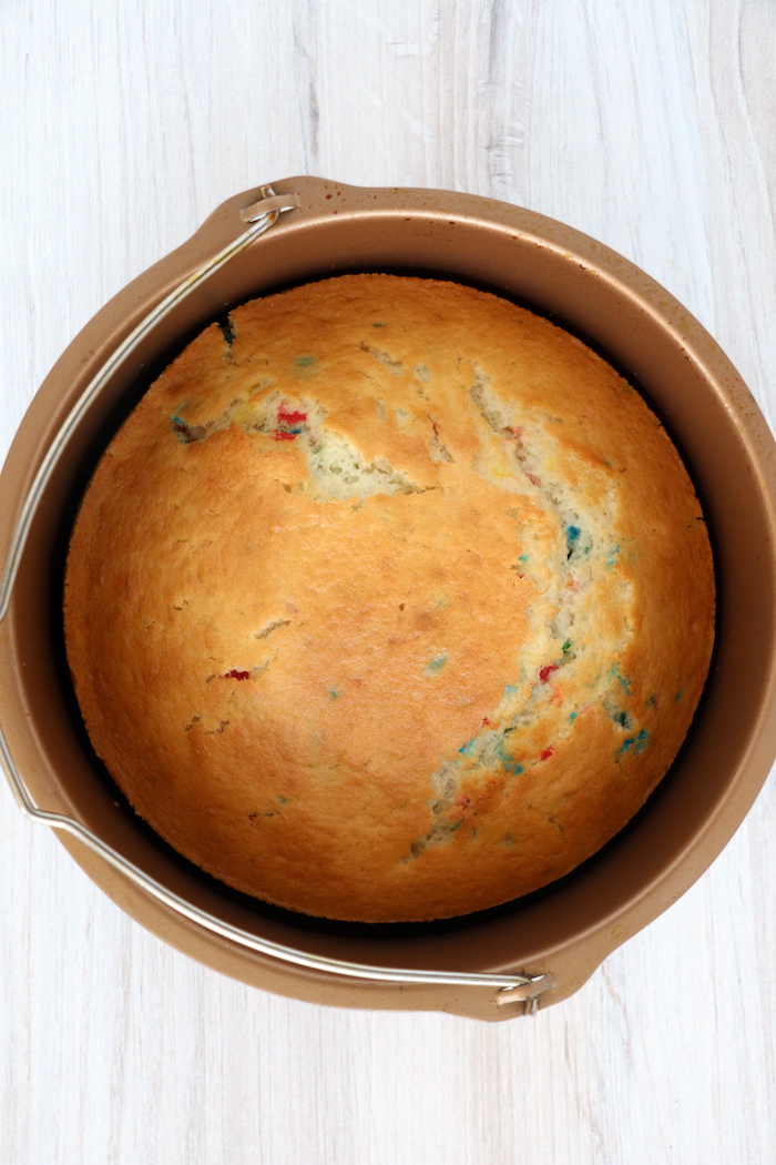 Confetti cake in air fryer baking pan