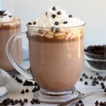 two glass mugs of hot chocolate