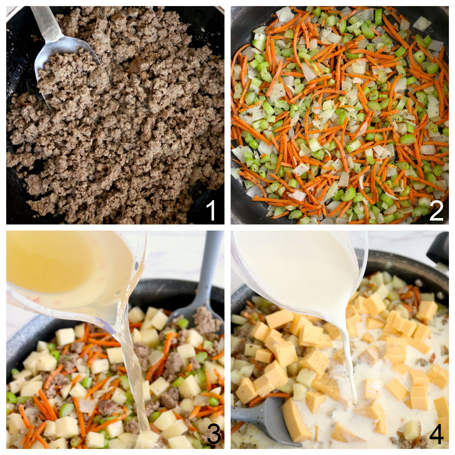 steps to make cheeseburger soup