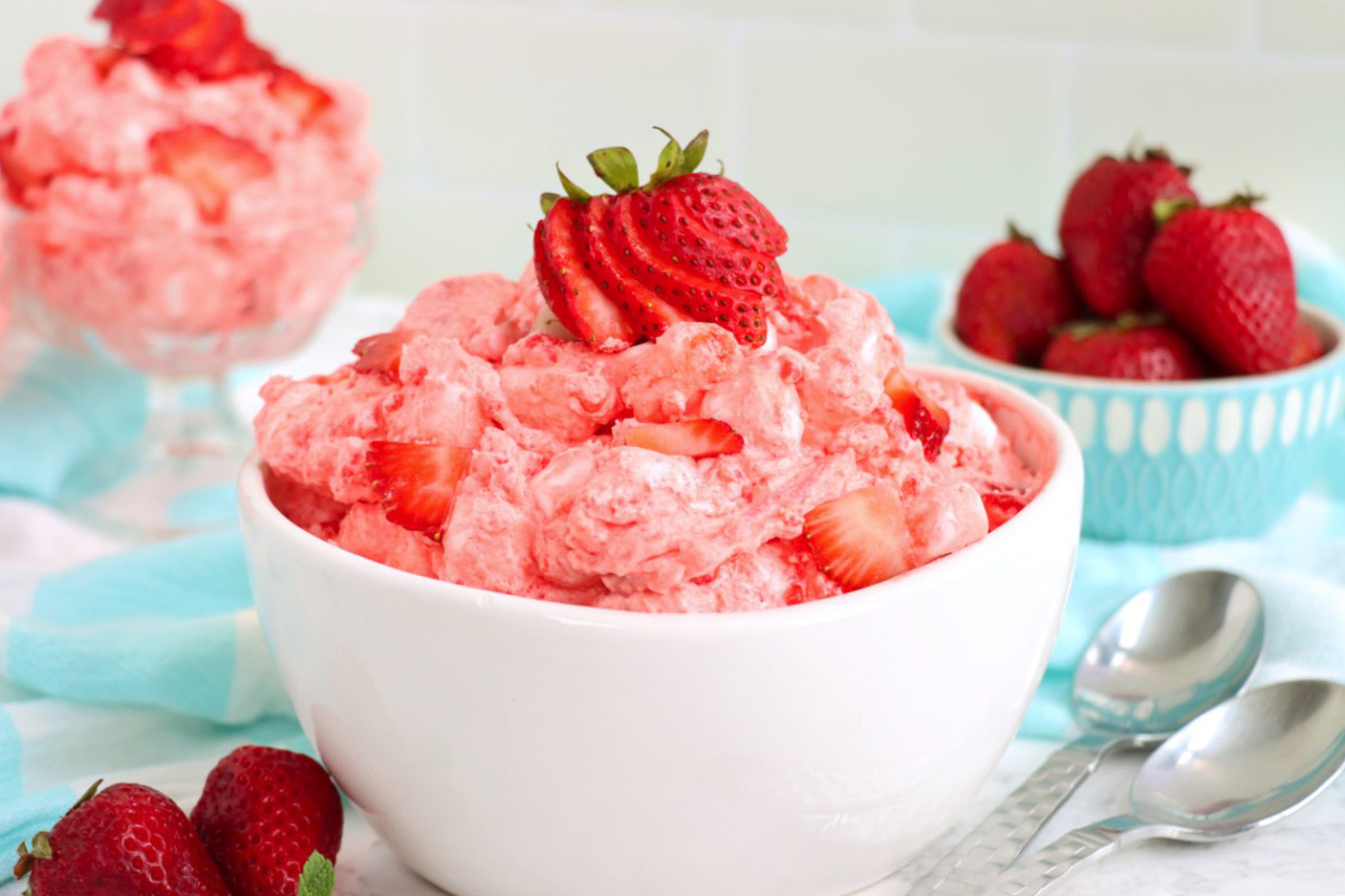 fresh strawberry on strawberry salad