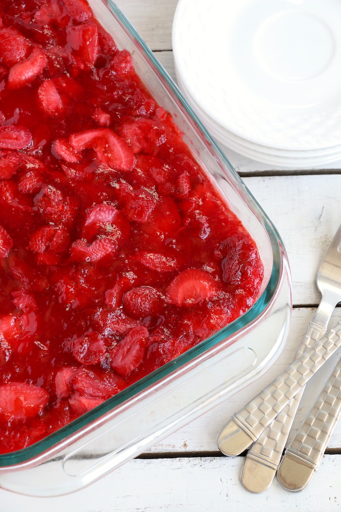 Strawberry Pretzel Dessert - This classic, potluck favorite features a crunchy pretzel crust topped with sweet cream and an irresistible strawberry jello topping. It's the perfect combination of sweet and salty! 