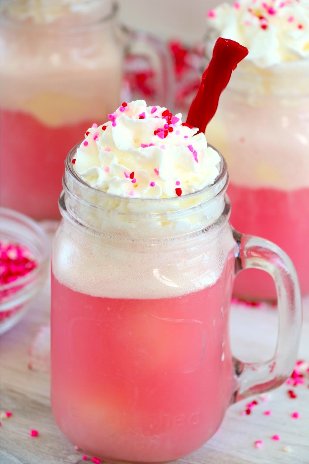 cherry float with licorice straw