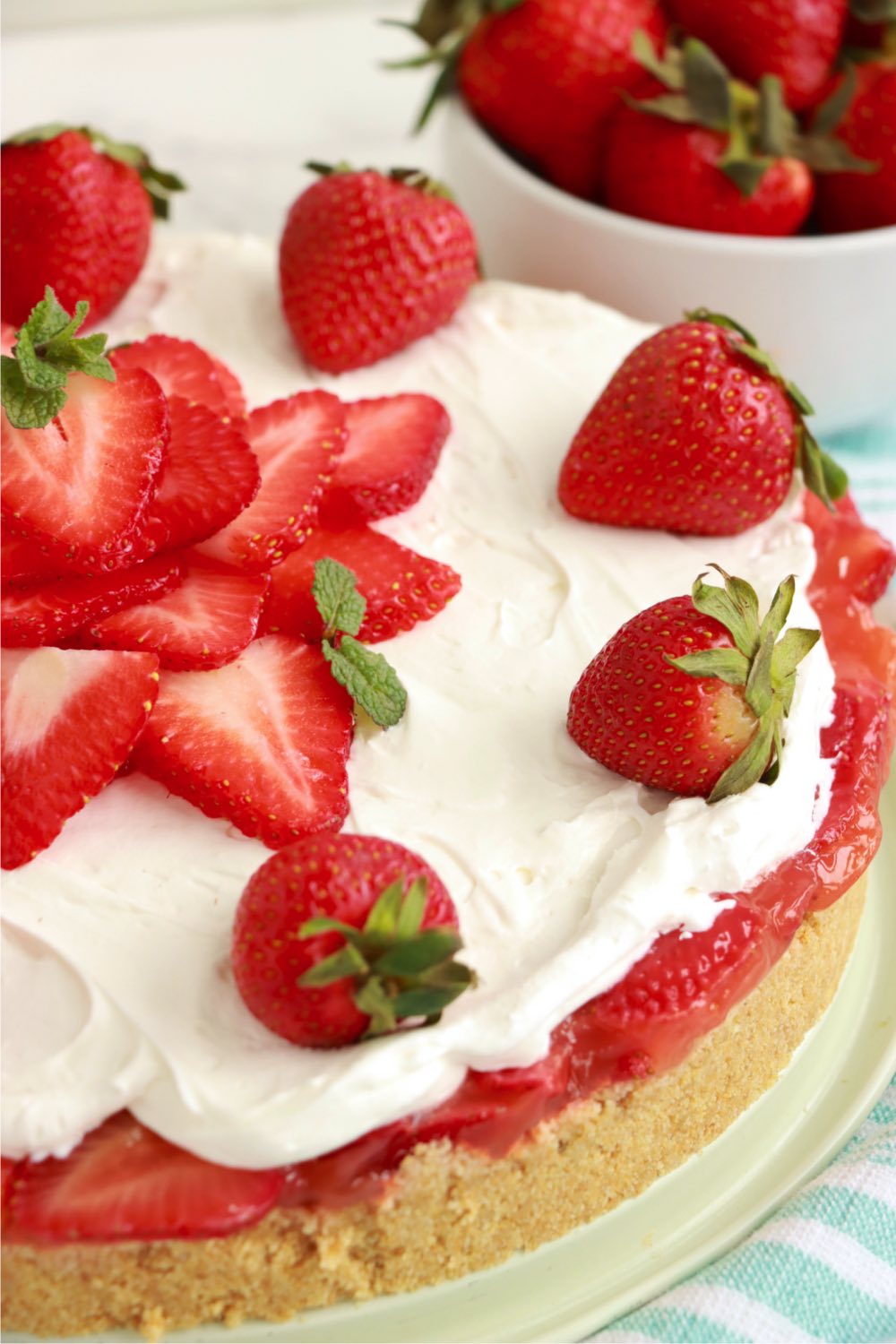 shot of the top of a strawberry pie