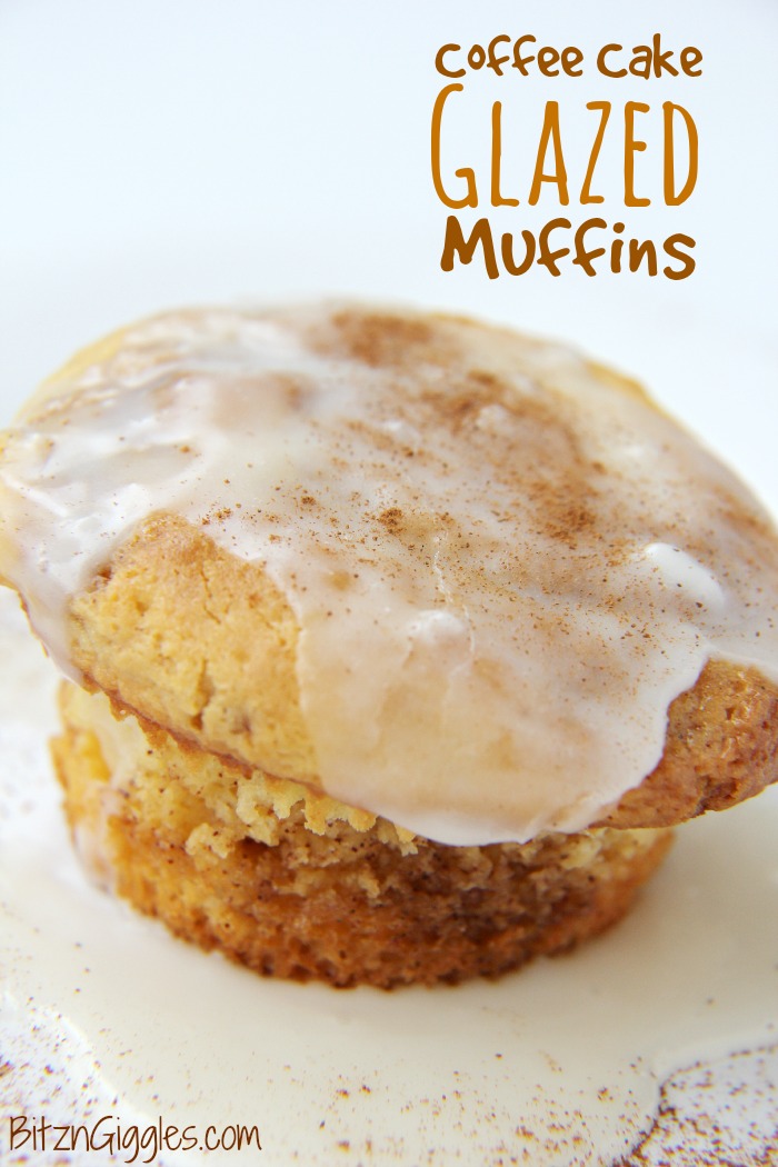 Coffee Cake Glazed Muffins - Cinnamon Sugar Muffins made from cake mix topped with a sweet crackle glaze.